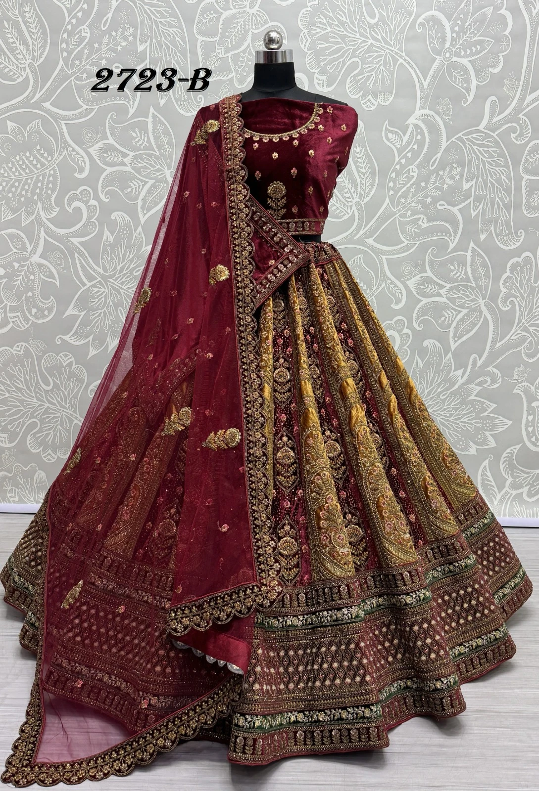 Anjani Art 2723A & 2723B Velvet Wholesale Lehenga Catalog — Wholesale Lehenga, MPA wholesale from Surat — Photo 5